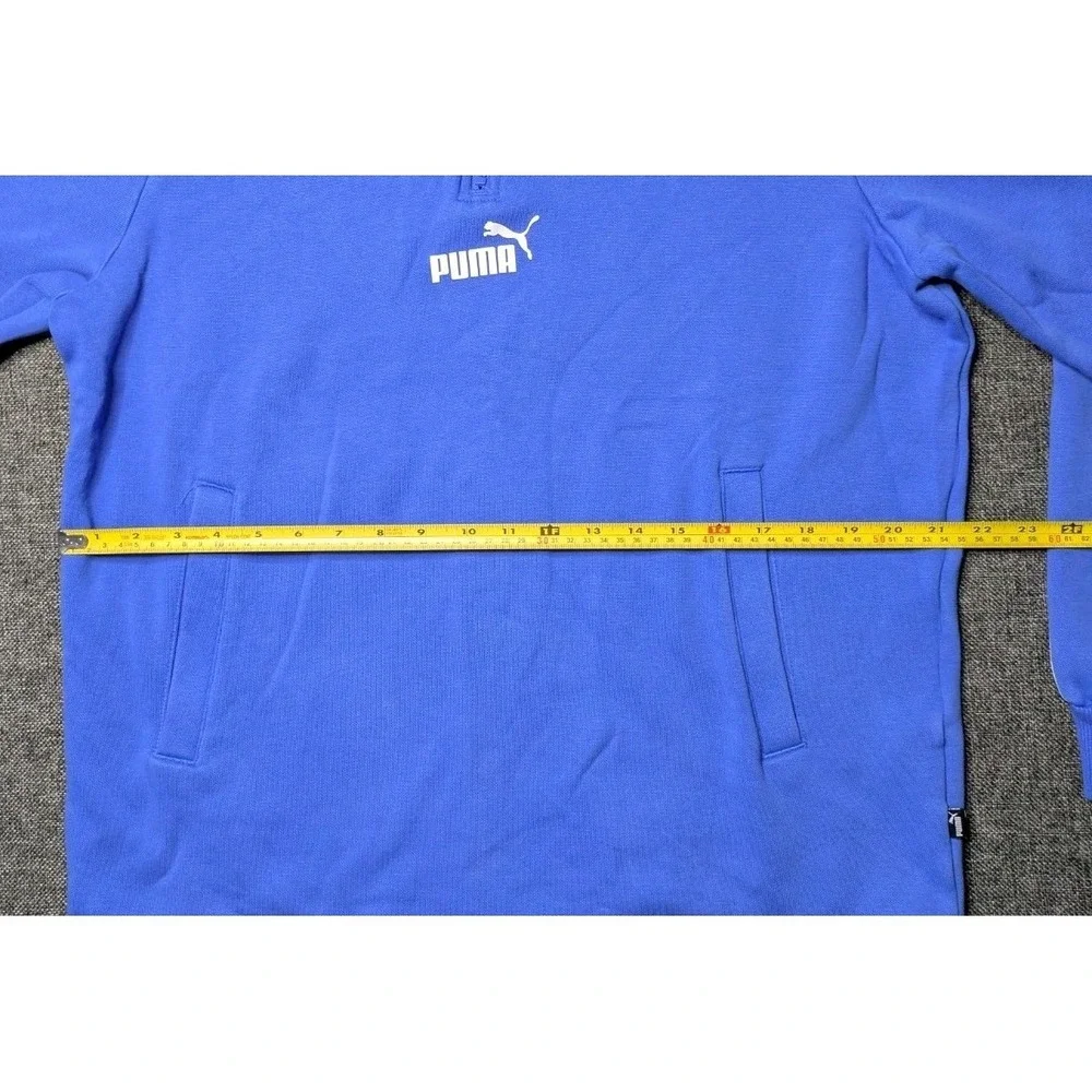 Puma Men's Large Sweatshirt Blue Quarter Zip Pullover Performance Golf Sweater - Picture 7 of 8